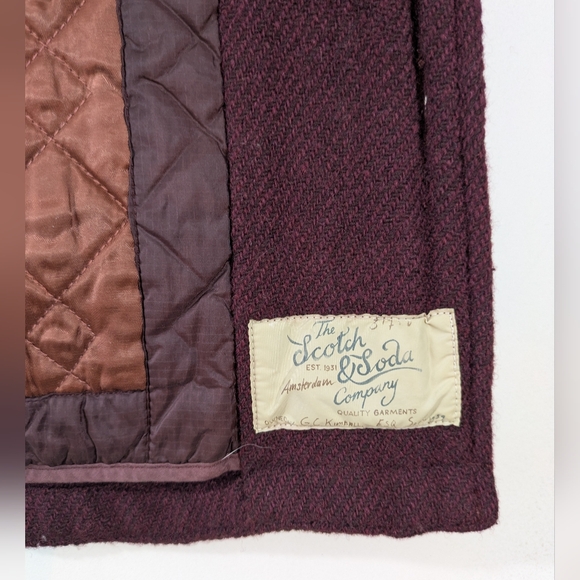 Scotch & Soda Men's Wool Burgundy Maroon Button-up Shirt Jacket Lined Size M - Picture 10 of 15